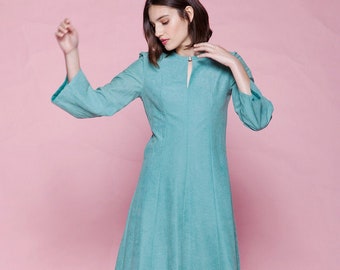 green emerald velvet dress Elizabeth K GL2248 Prom Dress - Blue main image 1
