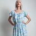 Robe Style Années 70 Laundry By Shelli Segal - Longue Manches, Imprimé Marocain, Bleu été