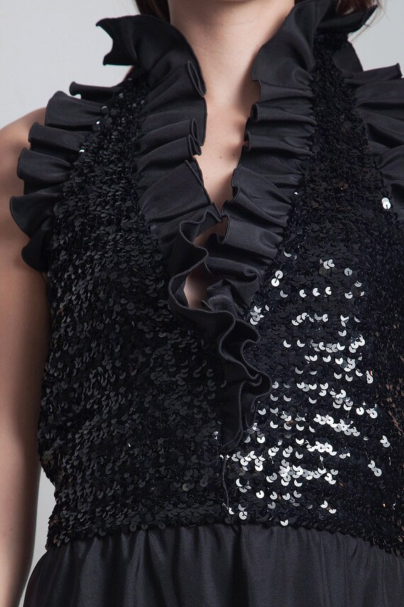 sequin halter black formal evening dress gown par… - image 5