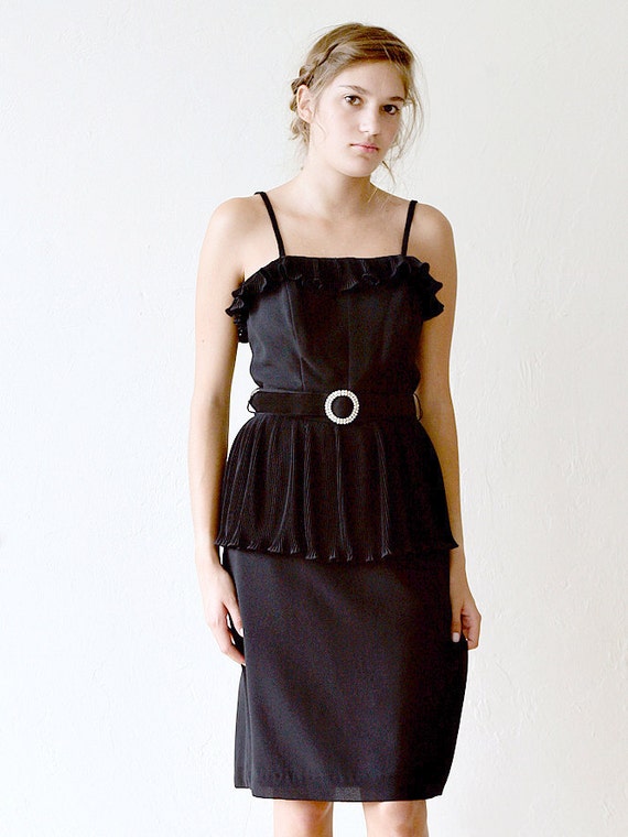 DVF Little Black Dress LBD Diane Von Furstenberg Peplum Ruffles Pleats  Belted Vintage 80s XS S Extra Small / Small - Etsy