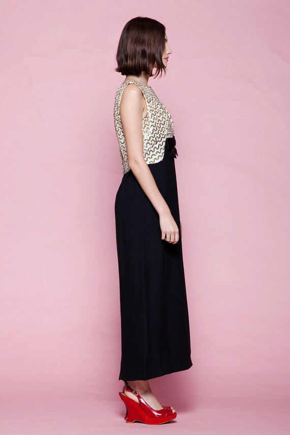 sequined evening dress formal gown black gold sle… - image 6