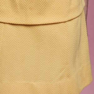 60s ascot dress, yellow sleeveless textured chevron drop waist mod mini vintage 60s MEDIUM M image 10