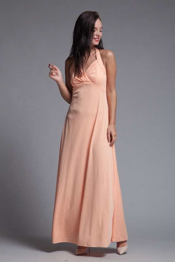halter maxi dress empire pleated bust open back p… - image 2