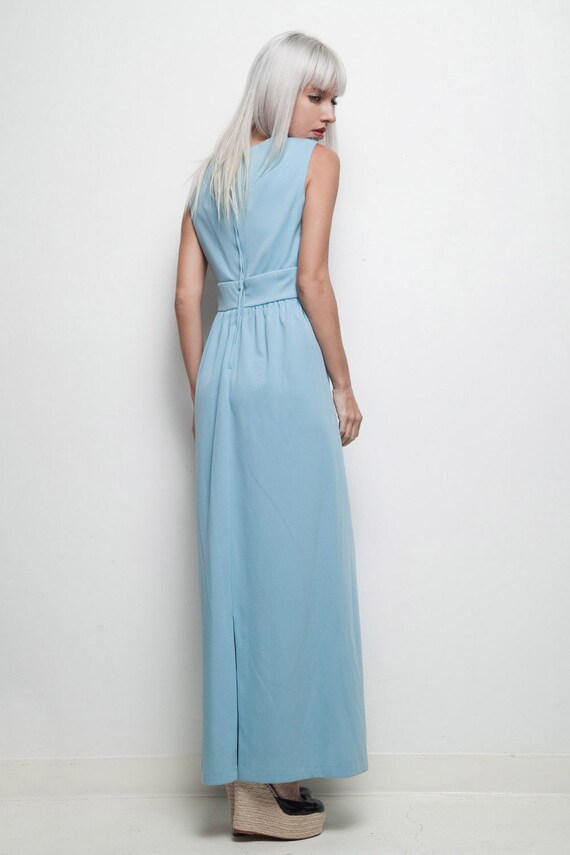 maxi dress smokey blue empire waist sleeveless vi… - image 4