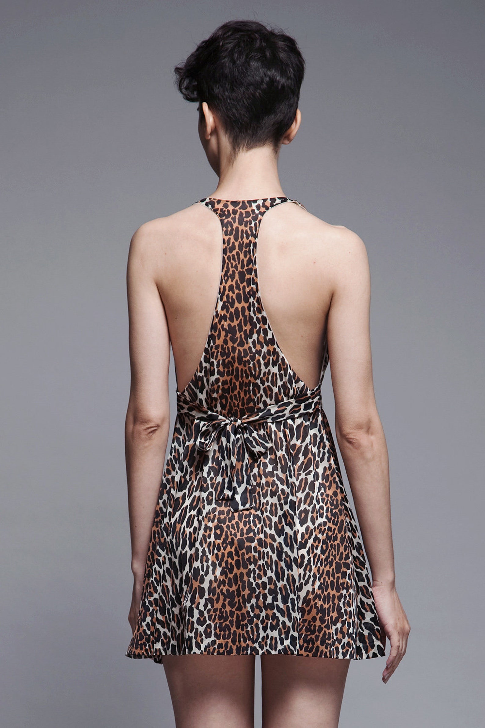 Leopard Babydoll Micro Mini Dress Lingerie Racer Back Vintage - Etsy