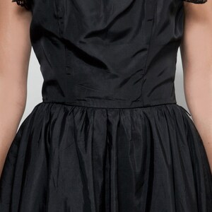 party dress black, strapless dress, taffeta dress, full skirt dress, vintage 80s S M Small Medium image 5