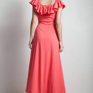 vintage 70s maxi dress a-line ruffle pink flamenco inspired ankle length SMALL MEDIUM S M image 4