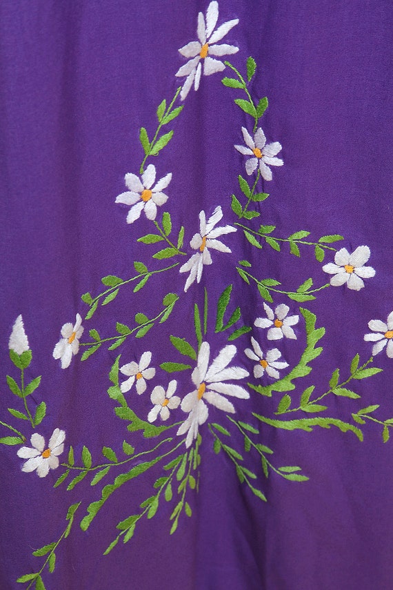 halter maxi dress purple cotton floral hand embro… - image 10