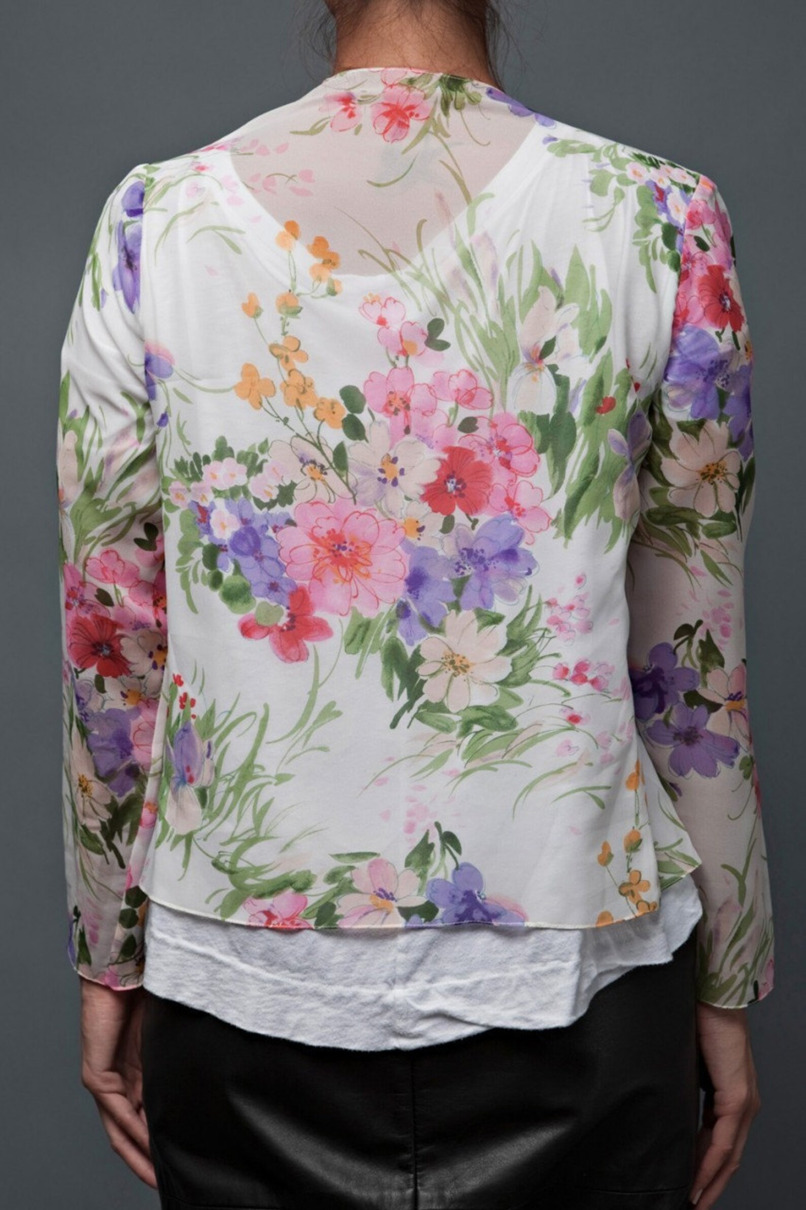 Sheer Floral Top Open Floral Top Ruffled Sheer Top Layering Etsy