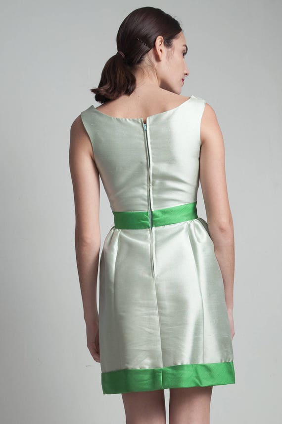 vintage 50s mini silk dress jacket set light gree… - image 5