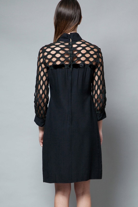 little black dress LBD vintage 50s crepe shift ey… - image 4