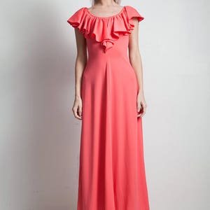 vintage 70s maxi dress a-line ruffle pink flamenco inspired ankle length SMALL MEDIUM S M image 2