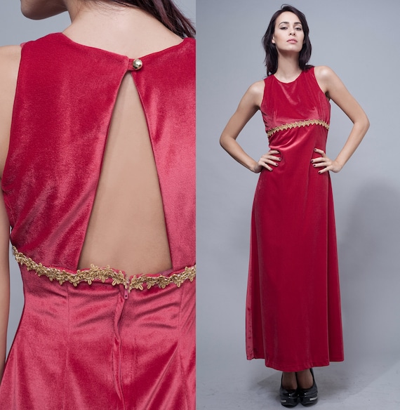 open back dress, velvet maxi dress, sleeveless dre