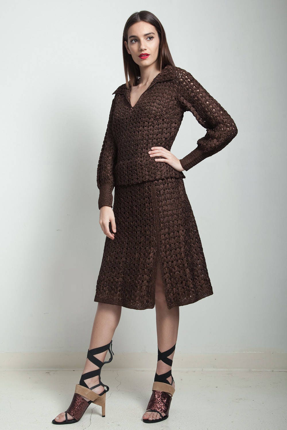 Ribbon Knit Dress L - Etsy Ribbon Knit Dress L - Etsy