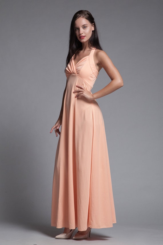halter maxi dress empire pleated bust open back p… - image 5