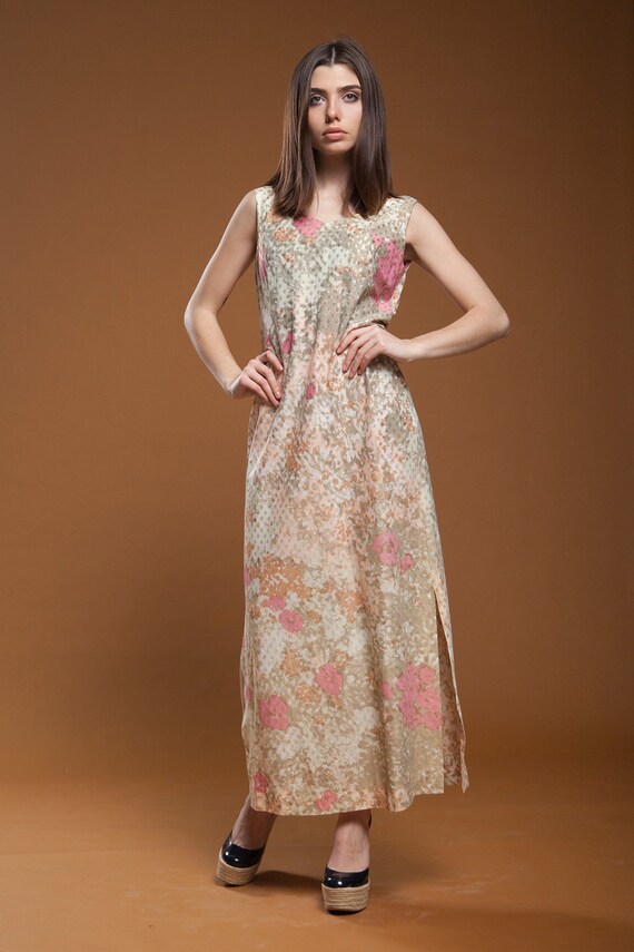 pink and gold maxi dress