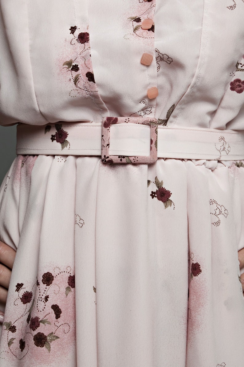 Vintage Homemade Day Shirt Dress Full Skirt Pink Floral Short - Etsy