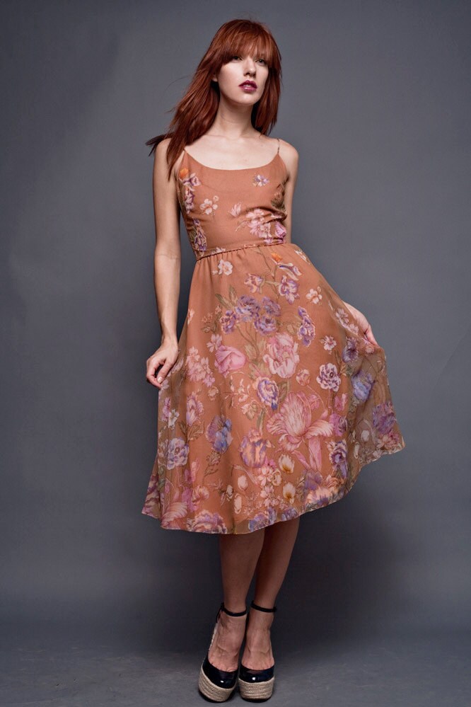 Vintage Dalani 70s Does 50s Sheer Strappy Flowy Dress 3 Vintage Dalani 70s Does 50s Sheer Strappy Flowy Dress 3