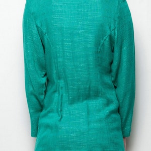 green minimalist top long sleeve button down vintage 80s M MEDIUM image 5