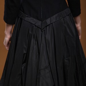 vintage 40s 1940s black dress wool knit taffeta bow keyhole full skirt knee length SMALL MEDIUM S M image 10