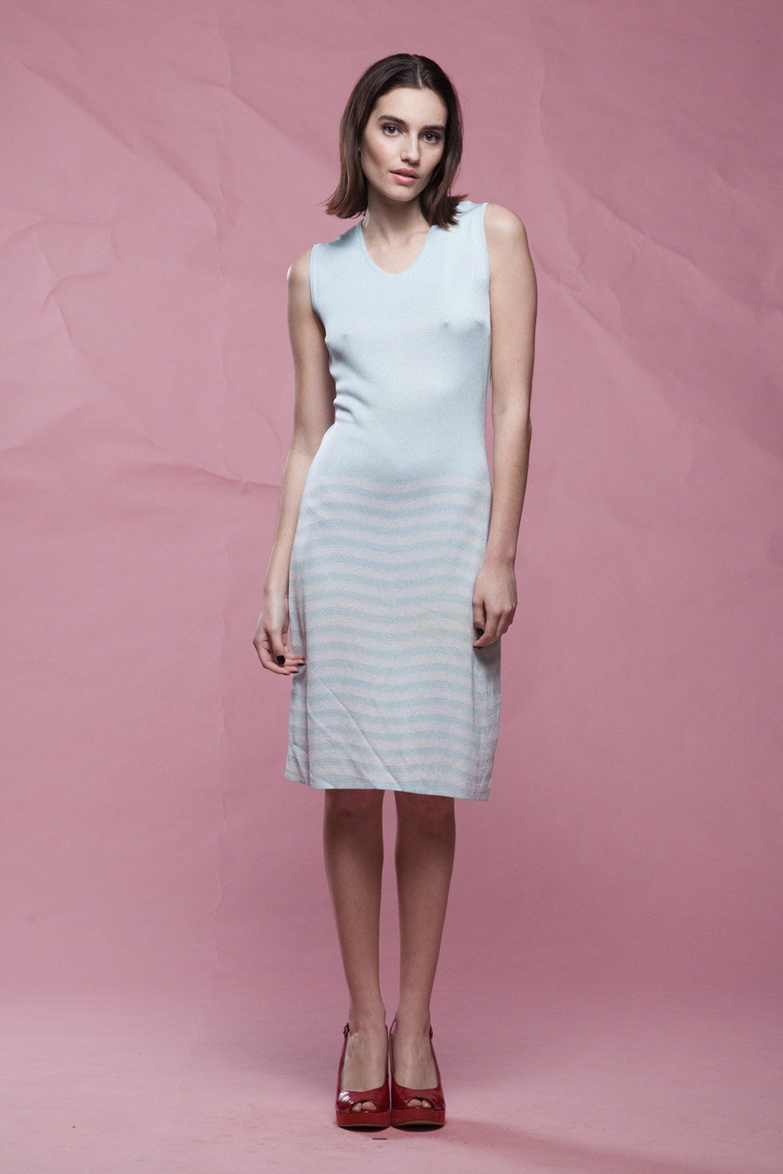 Sweater dress knit dress sleeveless baby blue stripes Etsy