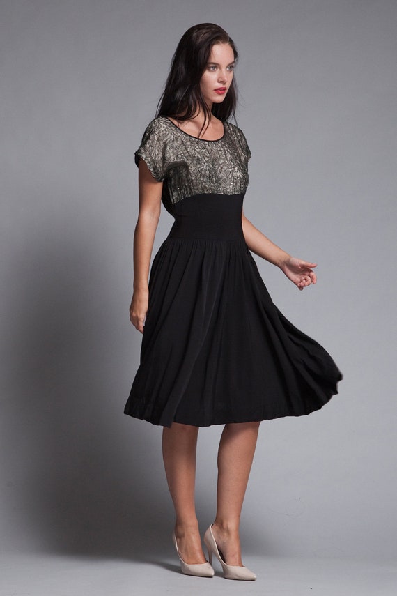 best black party dresses for over 50s 40s/50s Party Dress in Black Silk Organza