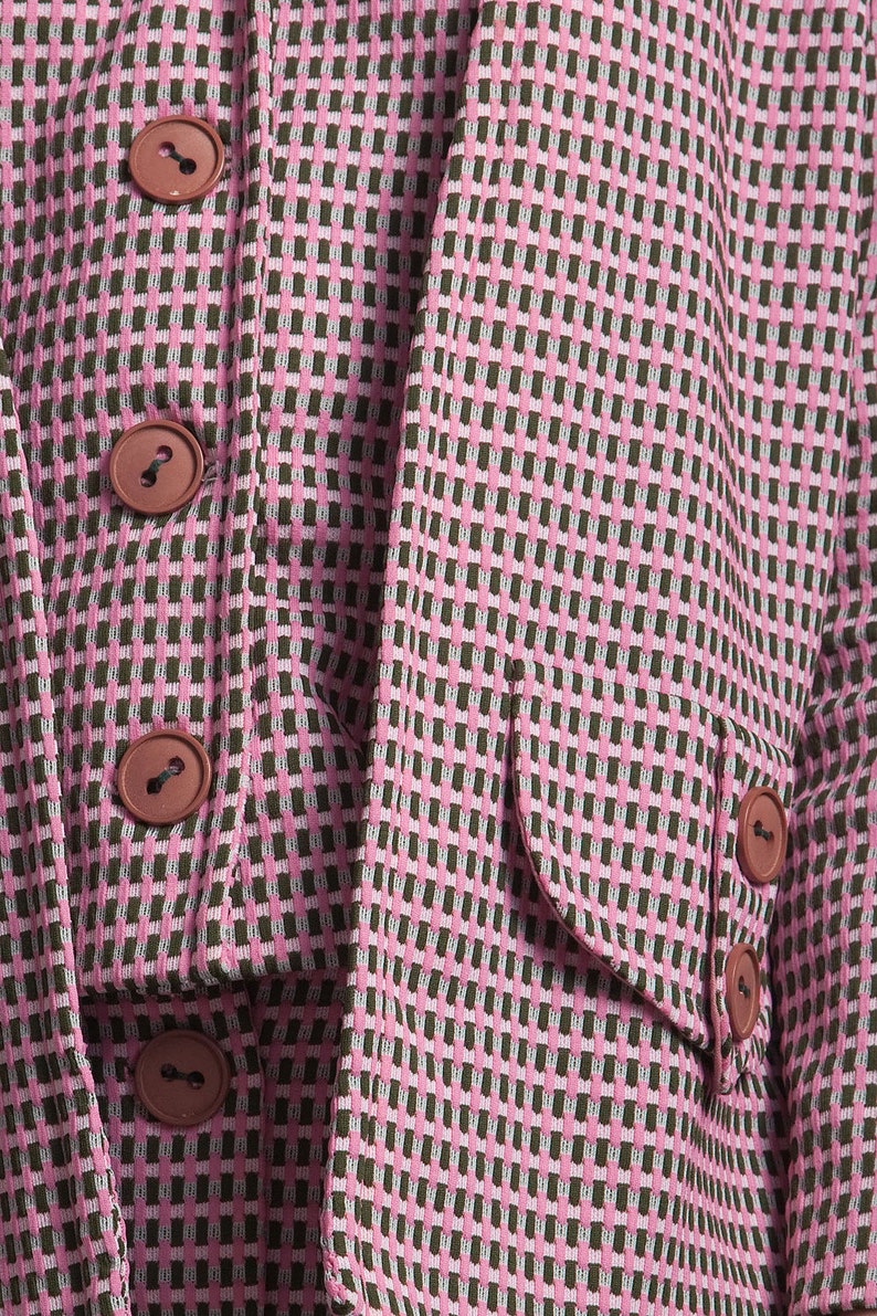 3-piece midi button down skirt suit cardigan jacket top set pink brown textured knit MEDIUM M image 5