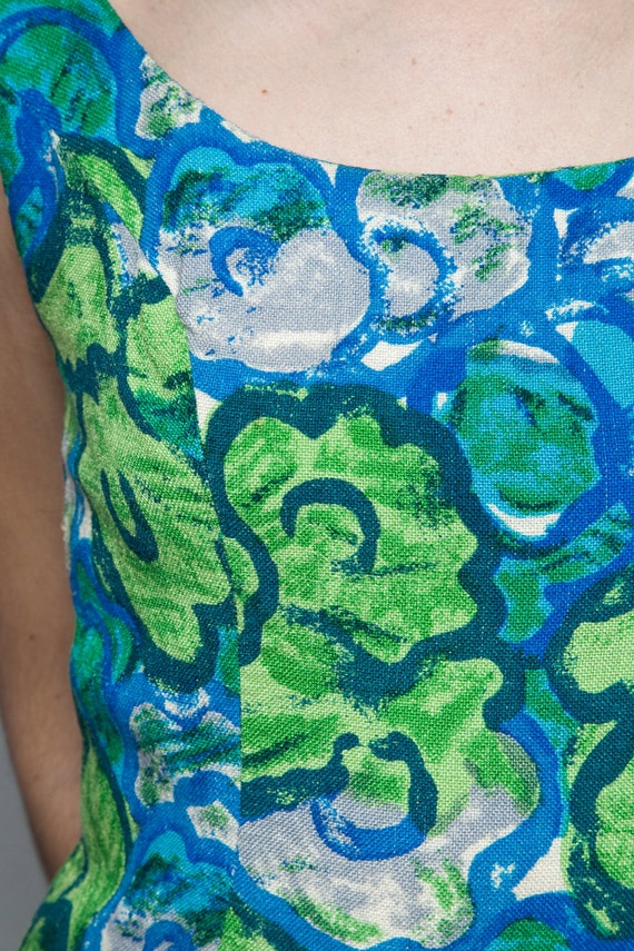maxi dress vintage 50s green fishtail floral prin… - image 5