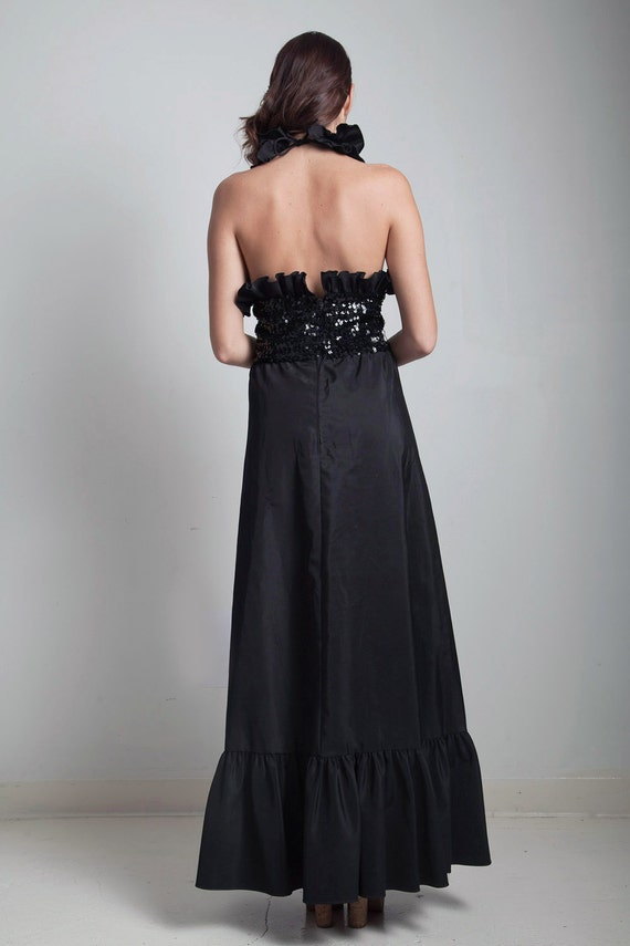 sequin halter black formal evening dress gown par… - image 4