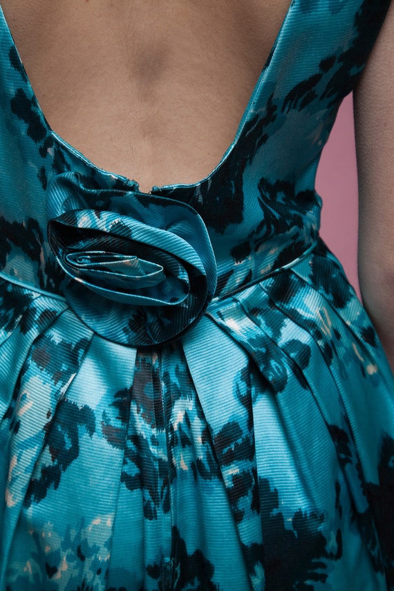 evening dress blue, 50s party dress, off the shou… - image 10