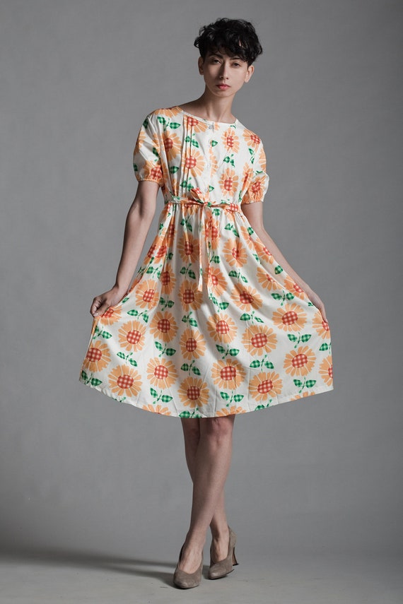 90s sunflower babydoll dress Nineties Sunflower Jacquard Skort - Retro Fashion main image 0