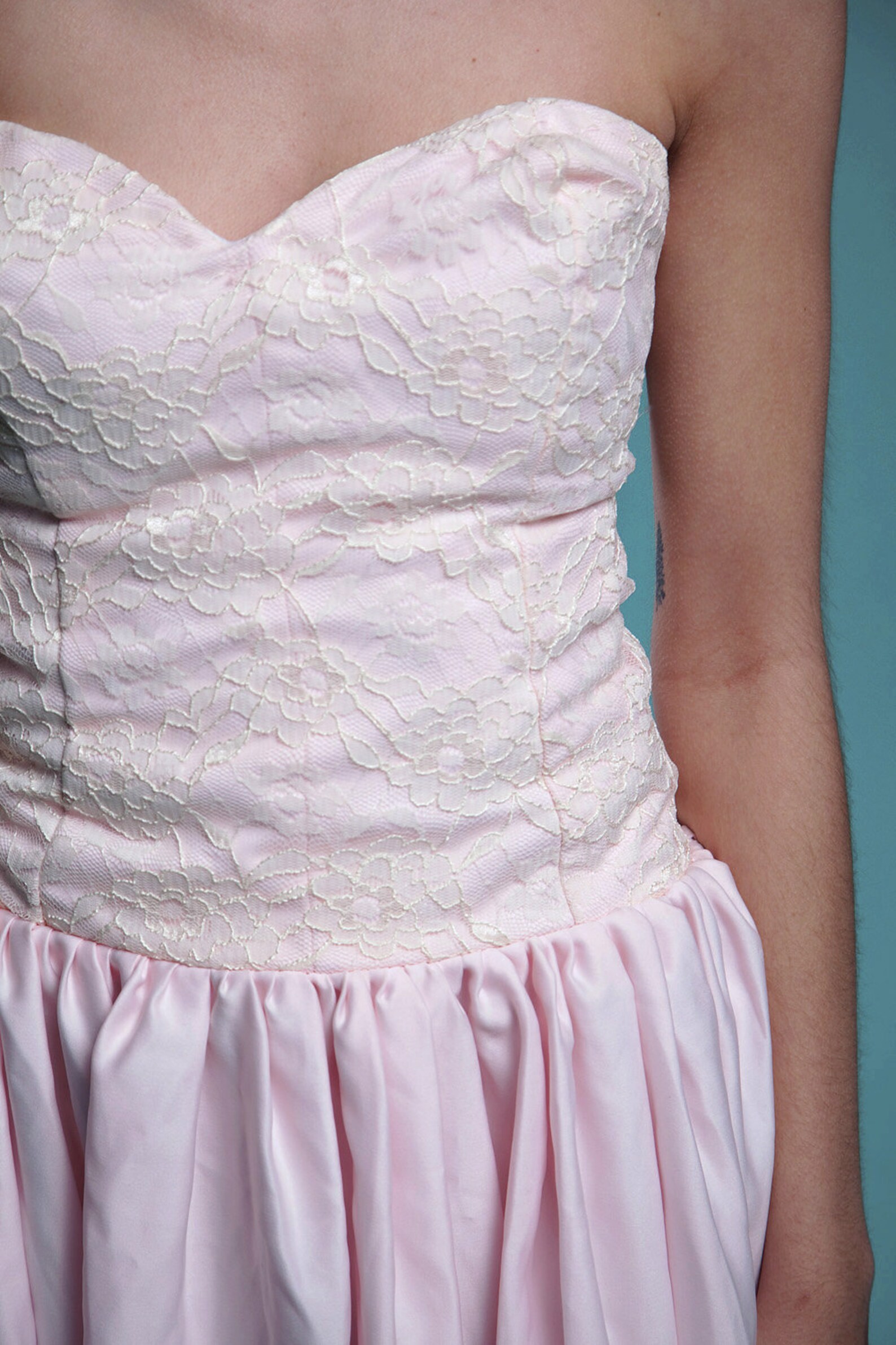 Strapless Mini Dress Baby Pink Lace Sweetheart Drop Waist - Etsy