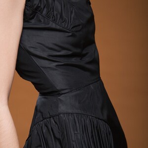 vintage 50s 1950s party dress cocktail black taffeta full skirt sleeveless gathered EXTRA SMALL Small XS S image 8