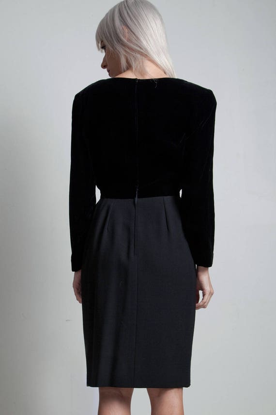 vintage 80s Valentino party dress black velvet lo… - image 4