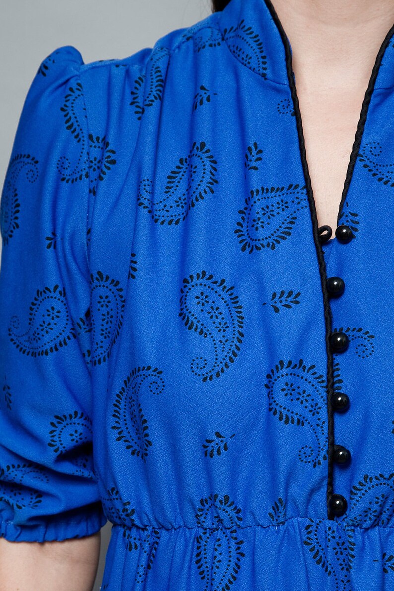 Retro Blue Paisley Professional Dress m main image 1