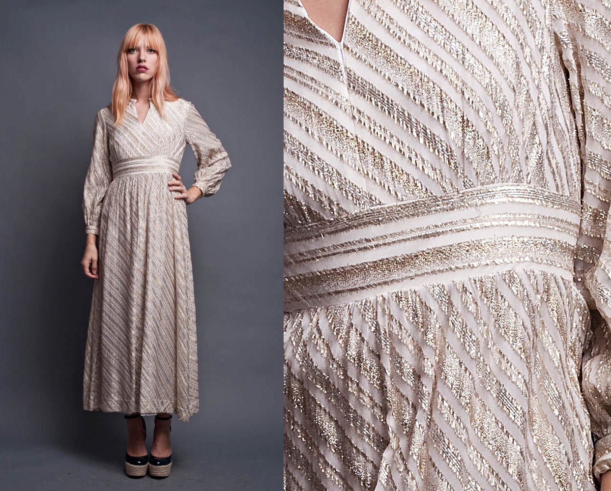 Metallic Maxi Dress Goddess Dress Long 
