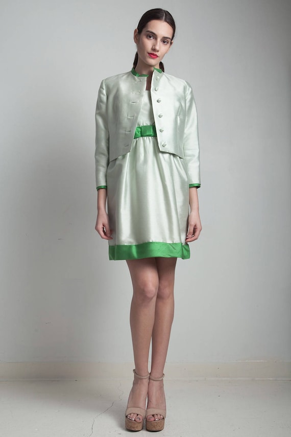 bright green silk dress