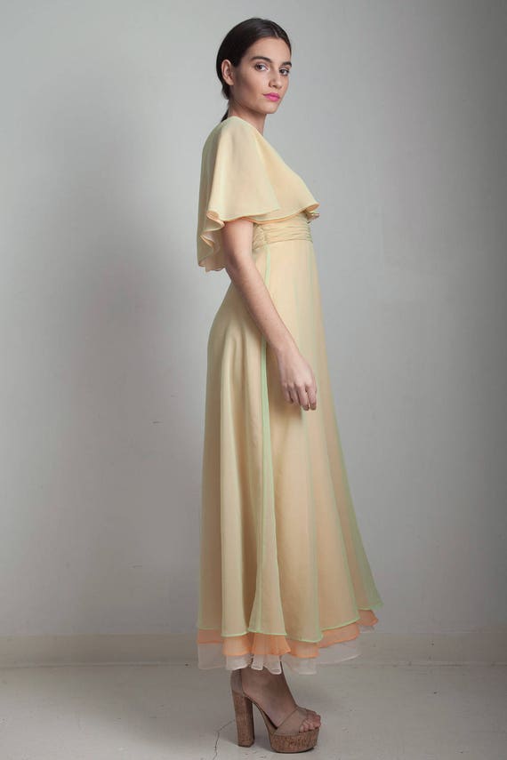 sheer layered cape dress vintage 70s ethereal boh… - image 3