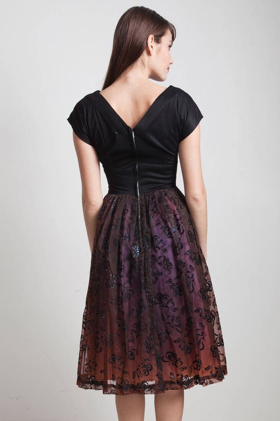 deadstock unworn vintage 50s 1950s party dress bl… - image 4