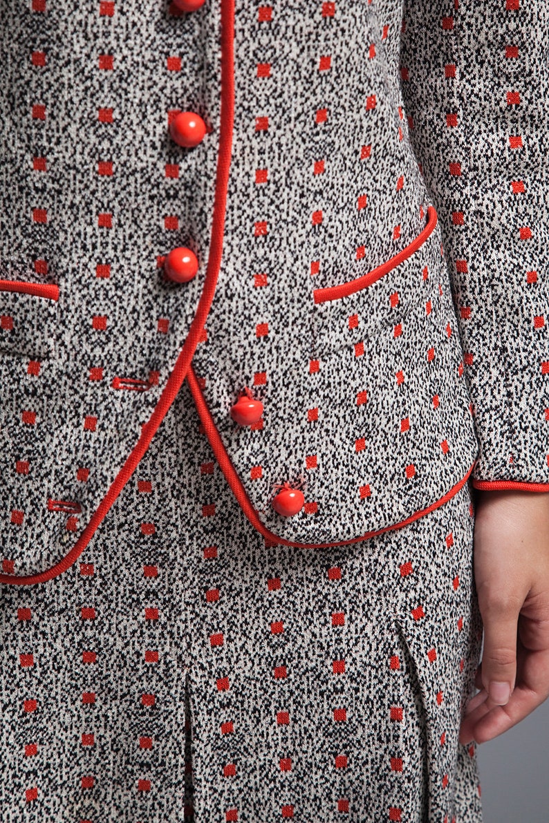 Skirt suit Italian wool knit pleated skirt top set dog ear Etsy