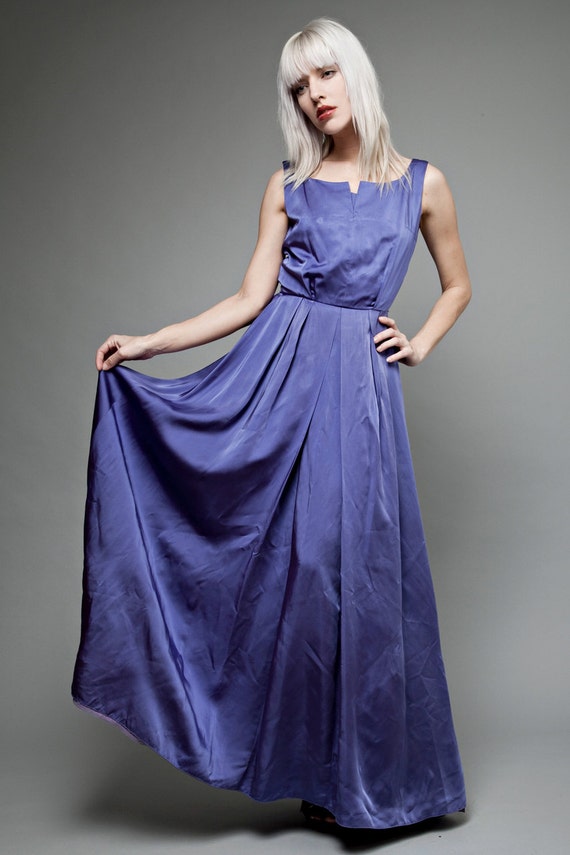 vintage 40s 1940s evening gown maxi dress blue pur