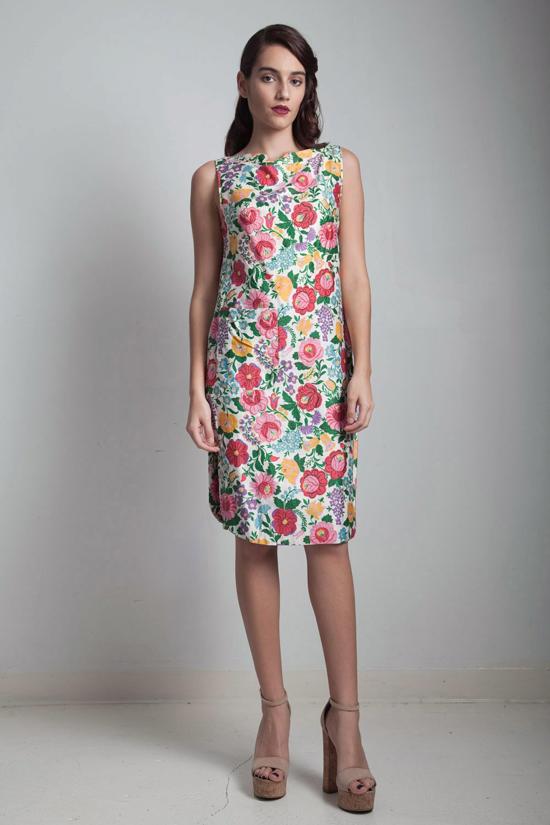 New Arrival 50s Yellow Boat Neck Full Circle Skirt Vintage Dress main image 0