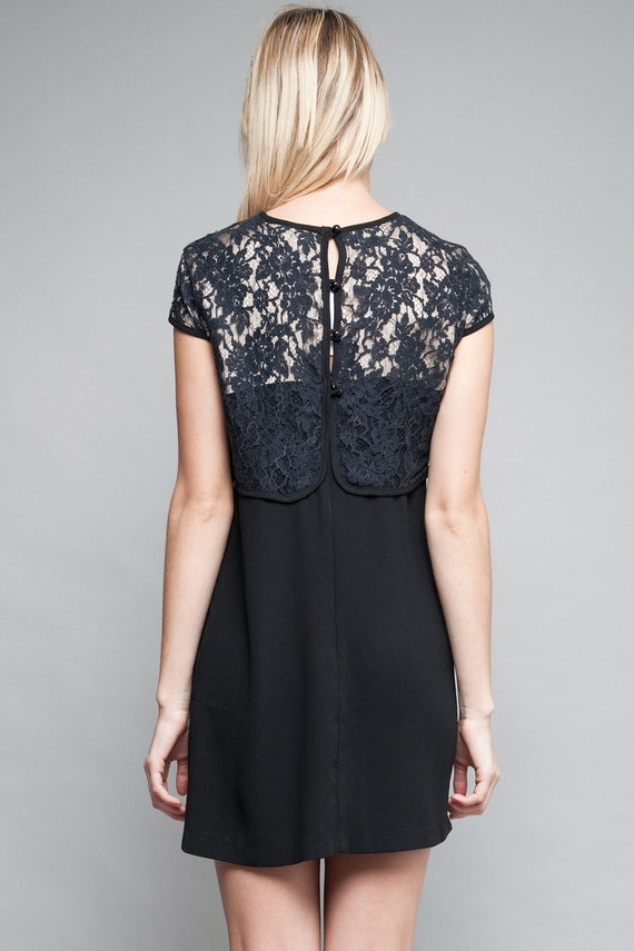 little black dress vintage 80s mini lace dress LB… - image 3