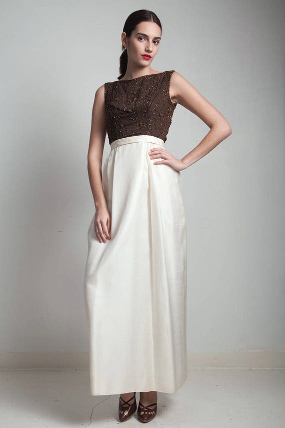 ivory beaded maxi dress Chandra Knit Maxi Dress in Ivory Multi Beaded Cashmere Silk M / Ivory Multi main image 0