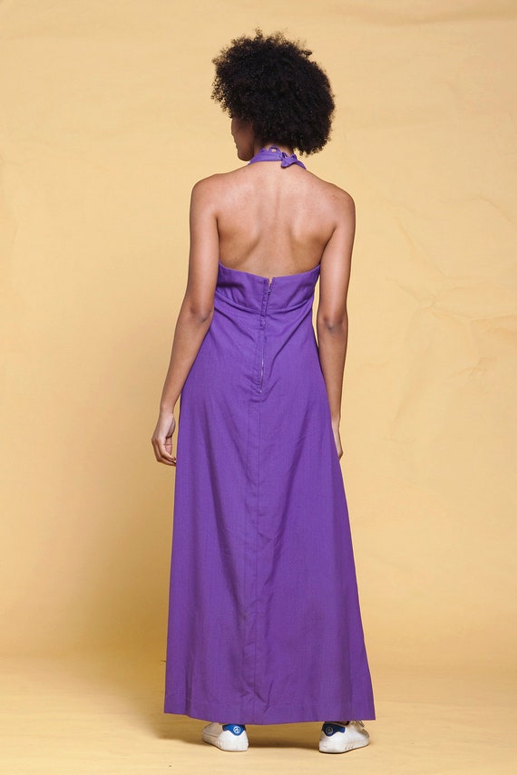 halter maxi dress purple cotton floral hand embro… - image 8