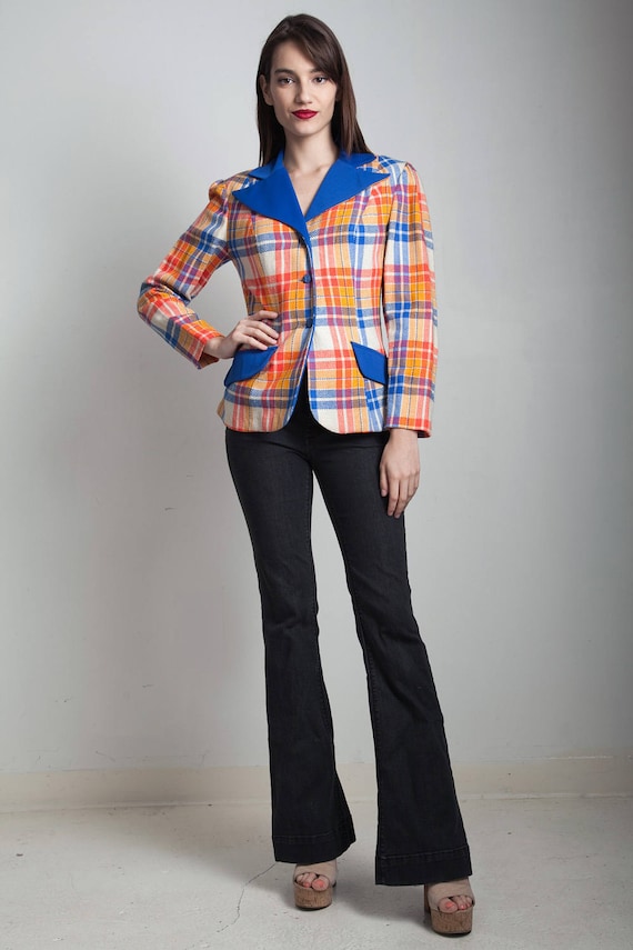 blue tartan plaid top - Gem