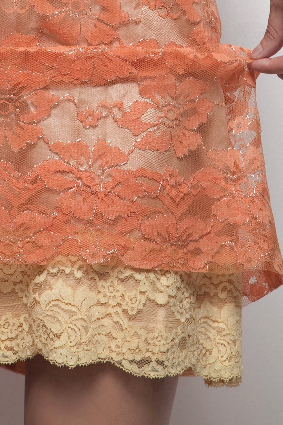 orange lace mini dress 1960s tangerine cocktail d… - image 5