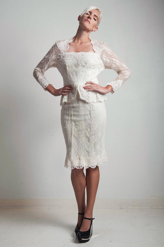 knee length dresses for ladies Rosee de Matin Lace High-Neck Maxi Dress in White