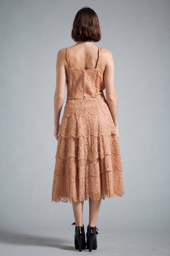 vintage 50s 1950s tiered layer lace dress party c… - image 5