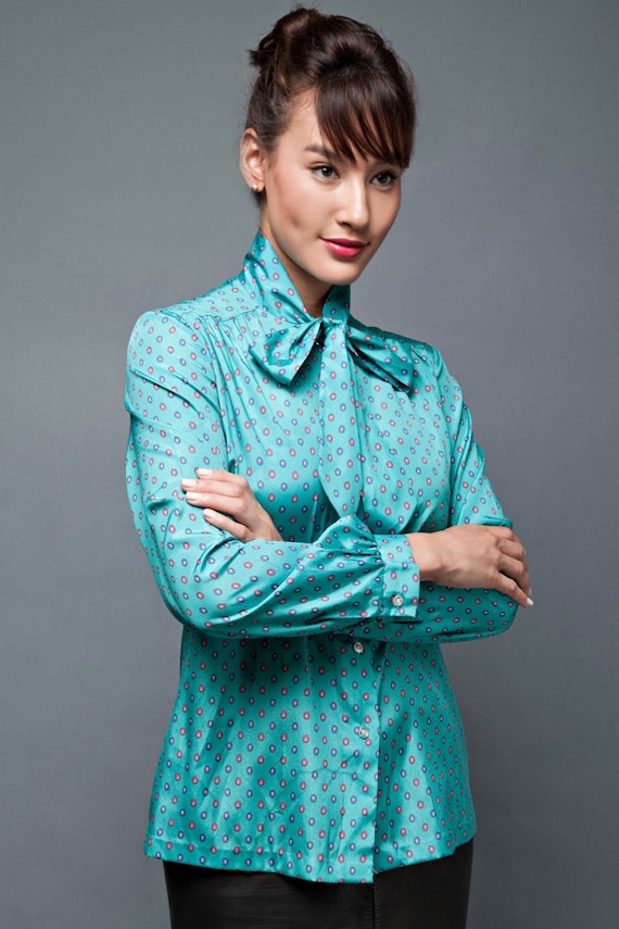 Chemise Vintage Années 70 Verte - Devon - Taille M - Manches Longues - Occasion